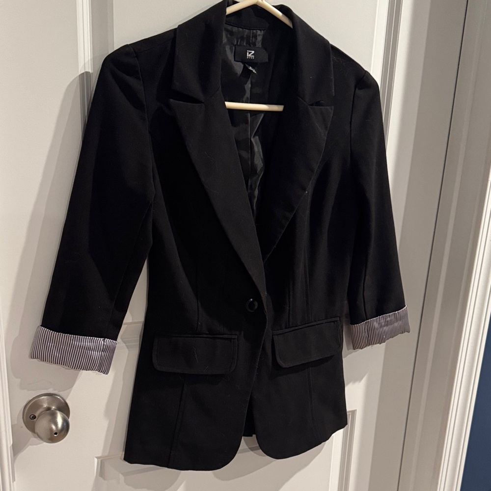 Black Women's Blazer with Striped Cuffs